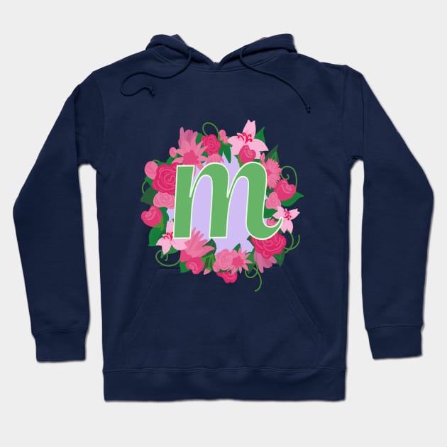 Monogram M, Personalized Floral Initial Hoodie by Bunniyababa